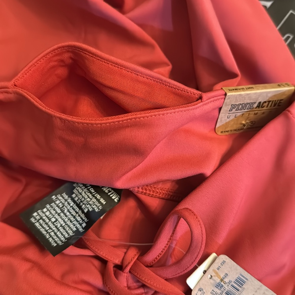 NWT VS PINK high waist leggings adjustable butter soft ruched  Coral - Picture 6 of 7
